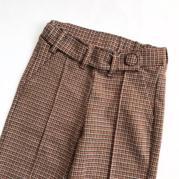 Zara brown plaid bell bottom pants EUC  7Y - Picture 2 of 5